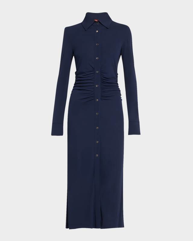 Claudia Midi Ruched Button Down Dress